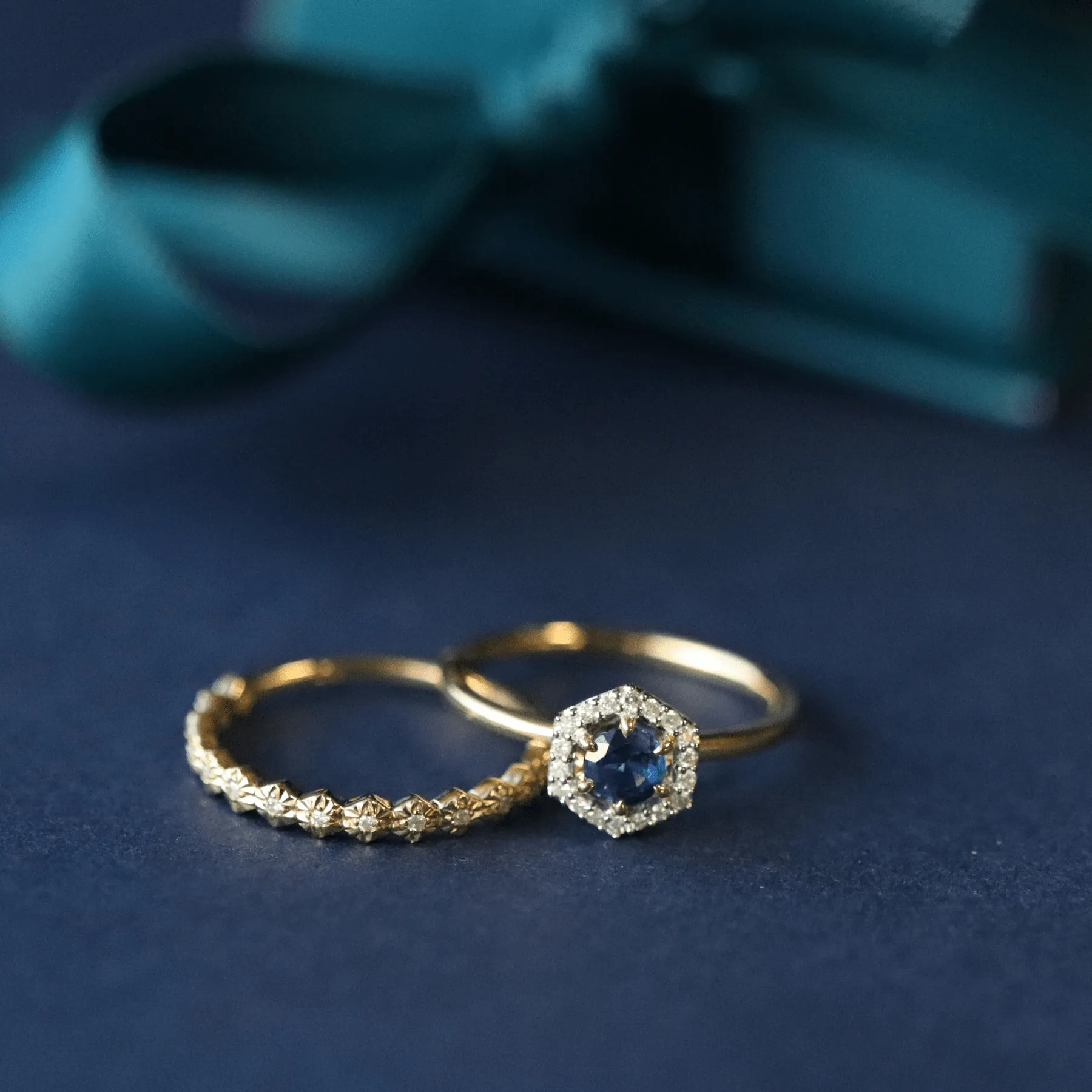 9ct Yellow Gold 0.448ct Sapphire & Diamond Halo Engagement Ring sold by Gemondo Jewellery product image thumbnail 3