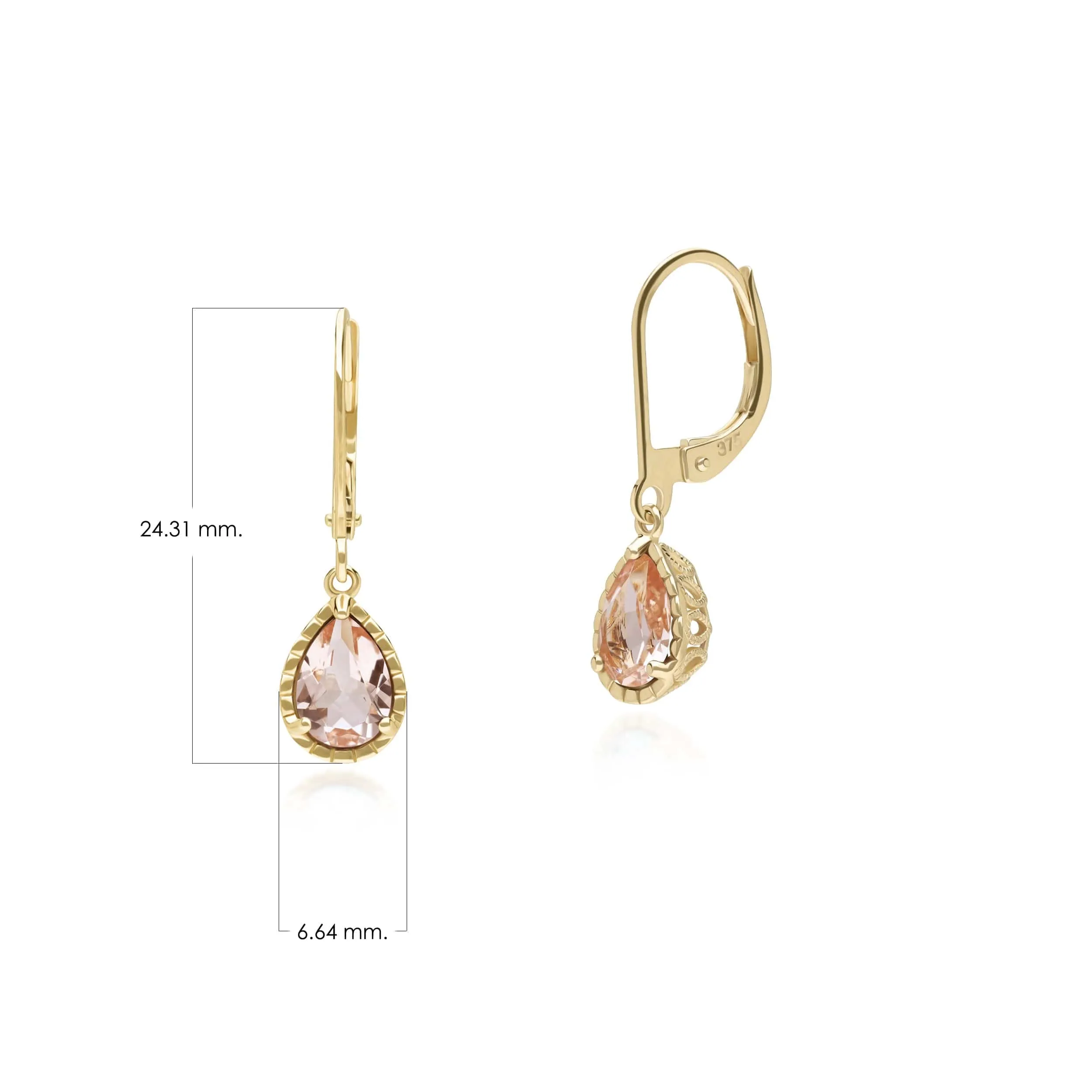Classic Pear Morganite Dangle Earrings in 9ct Yellow Gold sold by Gemondo Jewellery product image thumbnail 4