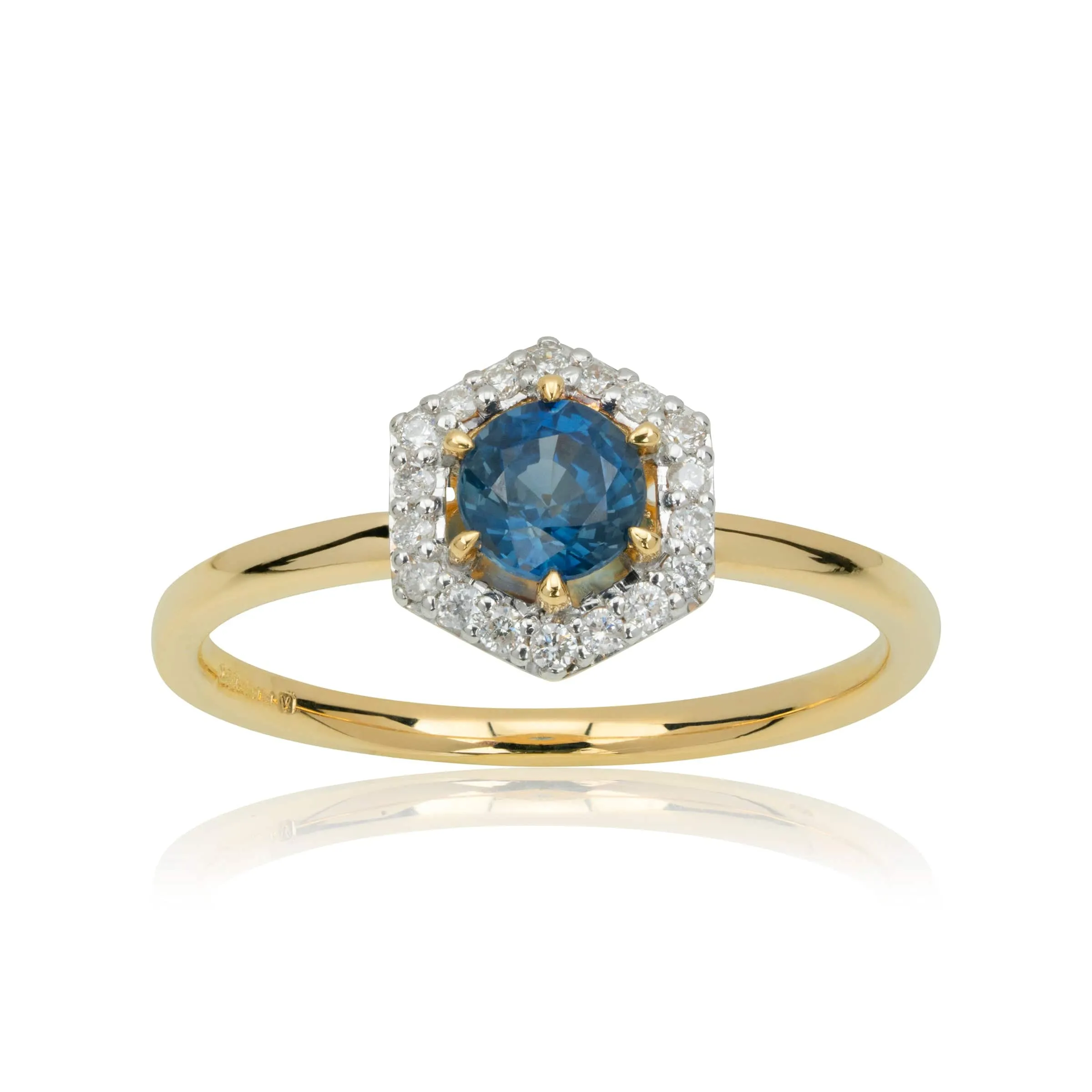 9ct Yellow Gold 0.448ct Sapphire & Diamond Halo Engagement Ring sold by Gemondo Jewellery product image thumbnail 4