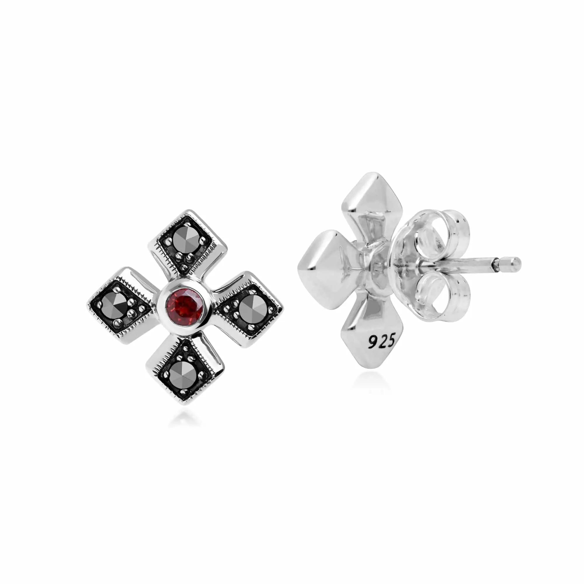 Gemondo Sterling Silver Marcasite & Garnet January Birthstone Earring sold by Gemondo Jewellery product image thumbnail 2