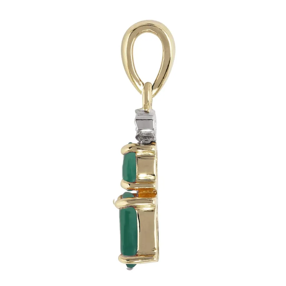 Classic two Oval Emerald & Diamond Pendant in 9ct Yellow Gold sold by Gemondo Jewellery product image thumbnail 3