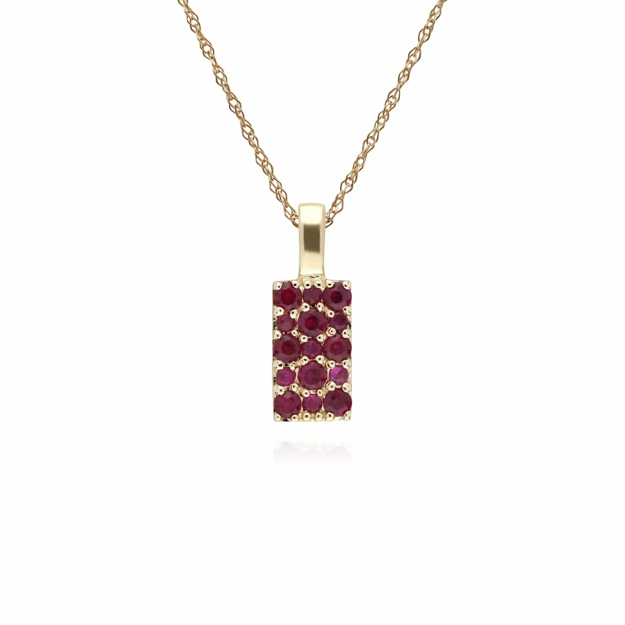 Classic Round Ruby Cluster Panel Ring & Pendant Set in 9ct Yellow Gold sold by Gemondo Jewellery product image thumbnail 2
