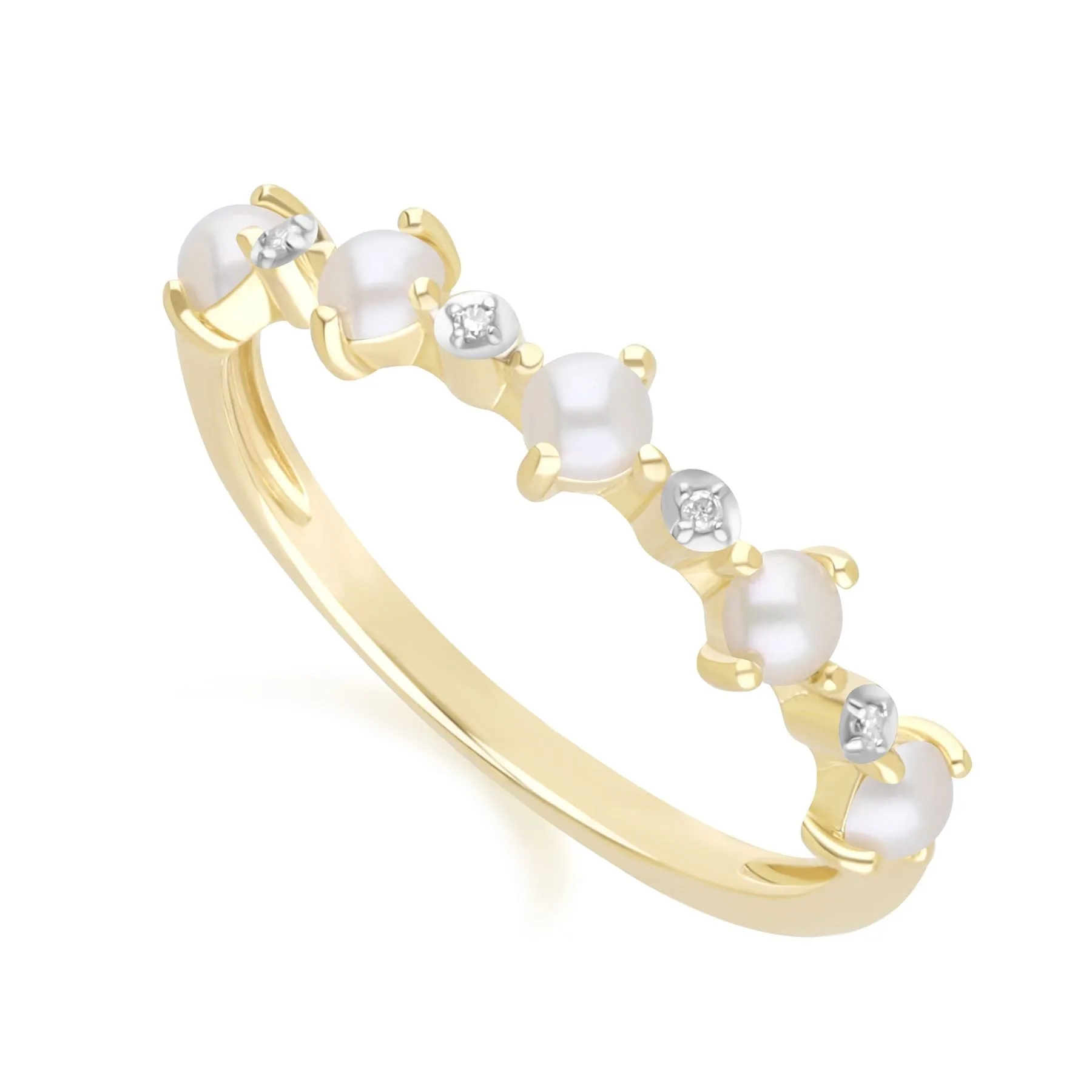 Classic Pearl & Diamond Eternity Ring in 9ct Yellow Gold sold by Gemondo Jewellery product image thumbnail 3