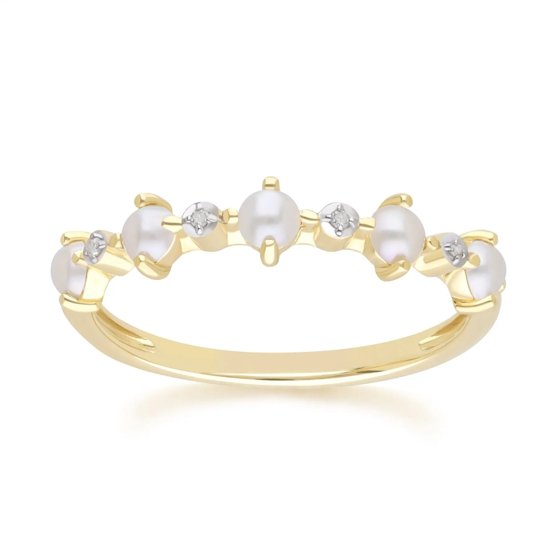 Classic Pearl & Diamond Eternity Ring in 9ct Yellow Gold sold by Gemondo Jewellery