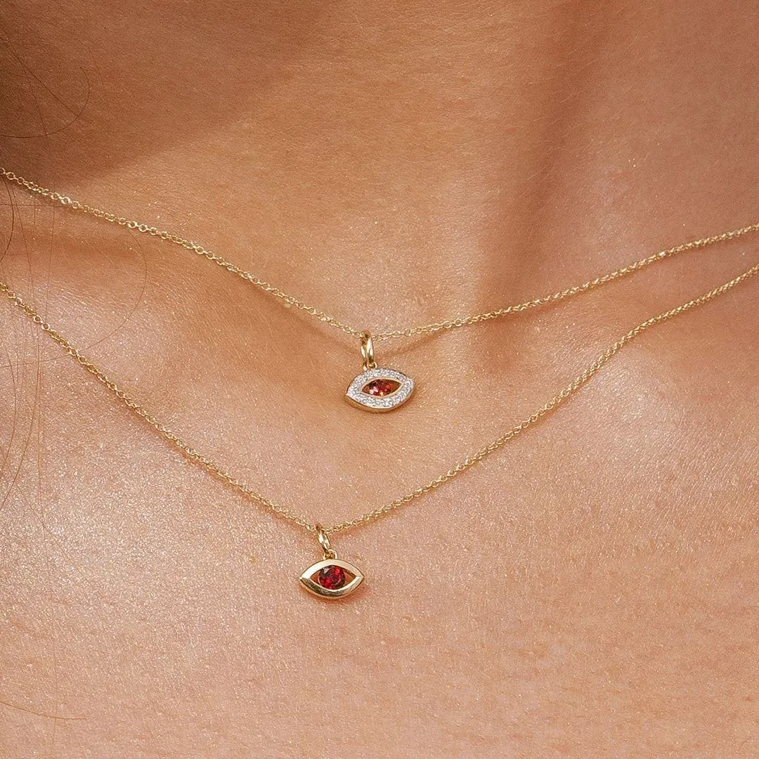 ECFEW™ Dainty Evil Eye Garnet Pendant in 9ct Yellow Gold sold by Gemondo Jewellery product image thumbnail 2