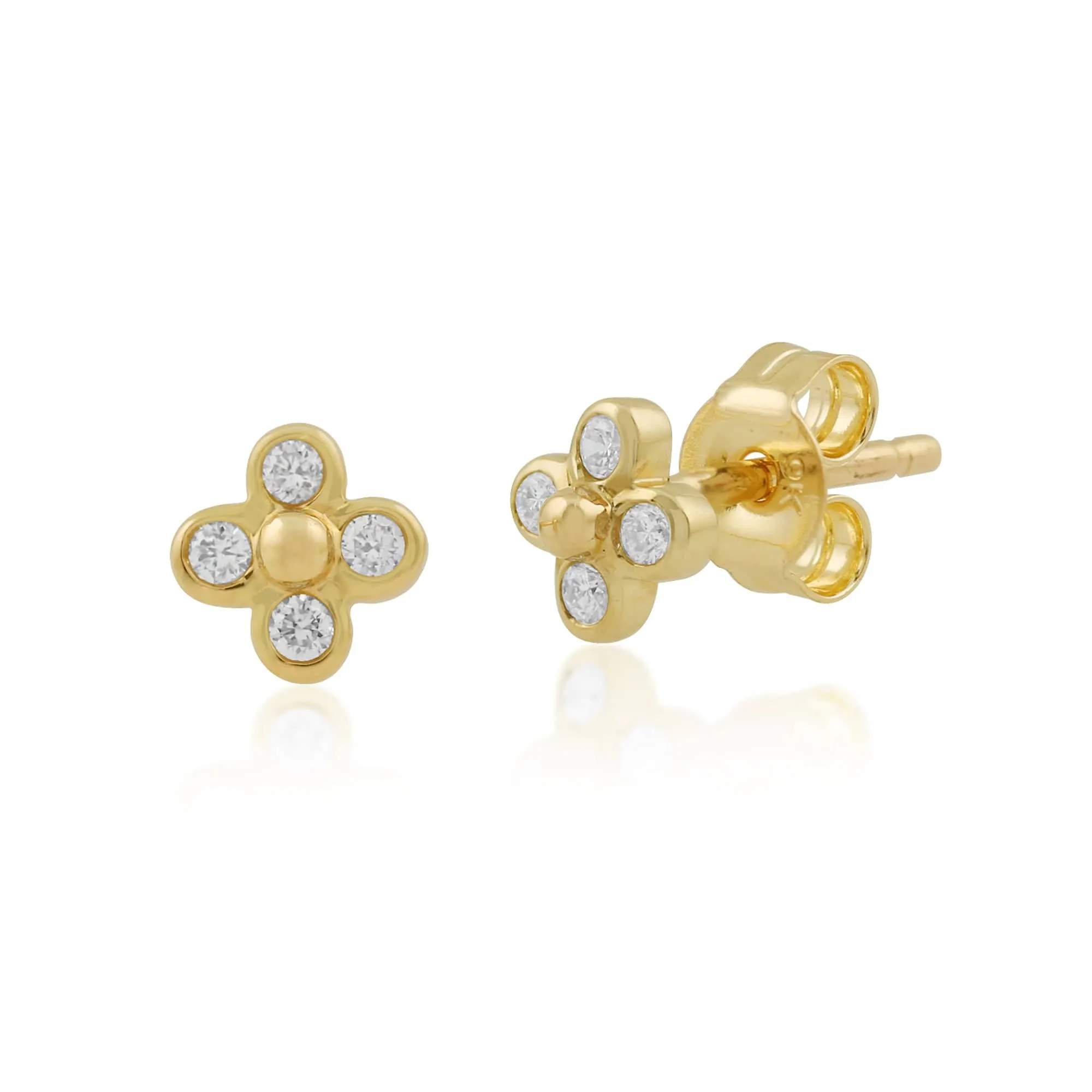 Gemondo 9ct Yellow Gold 8pt Diamond Floral Stud Earrings sold by Gemondo Jewellery
