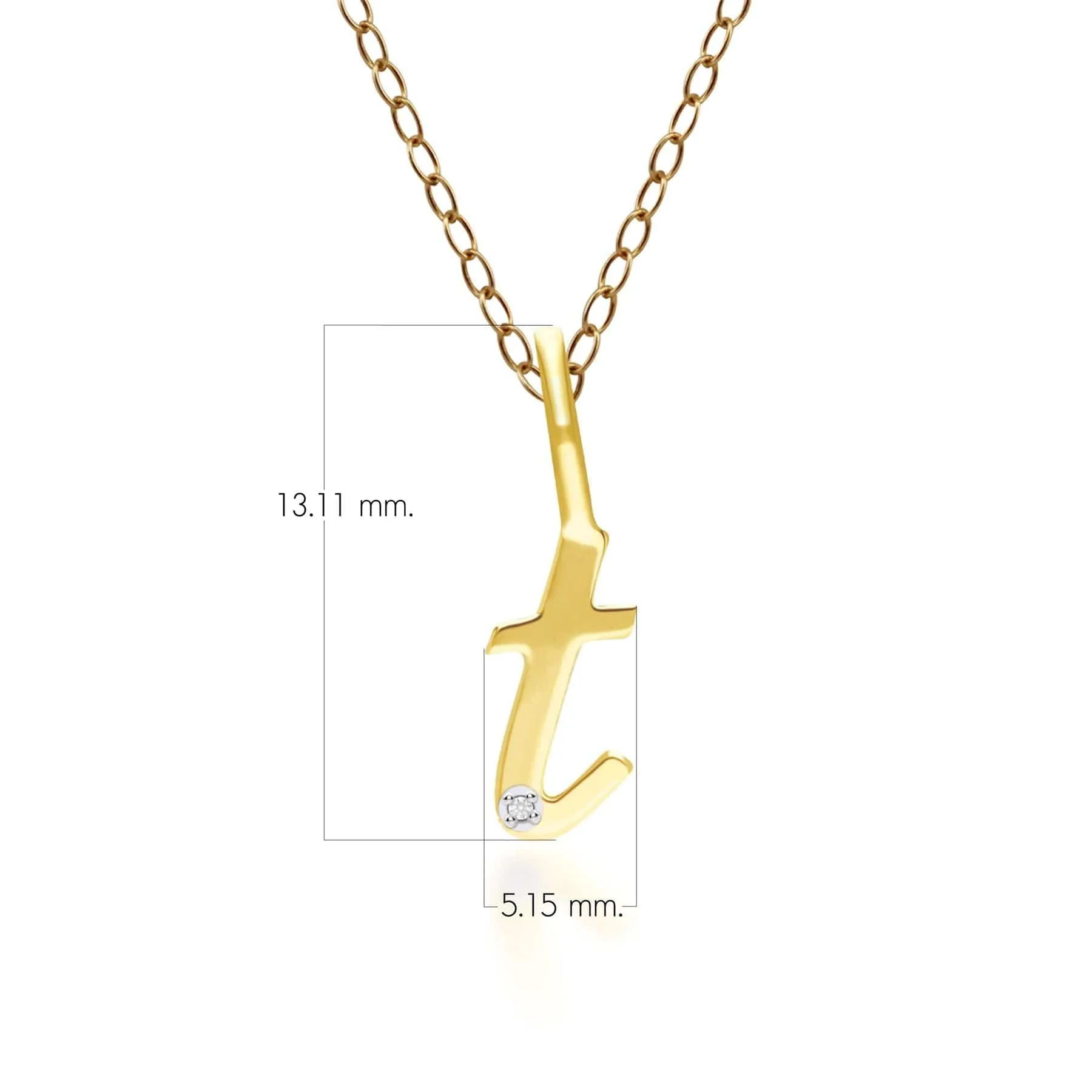 Alphabet Letter T Diamond pendant in 9ct Yellow Gold sold by Gemondo Jewellery product image thumbnail 3