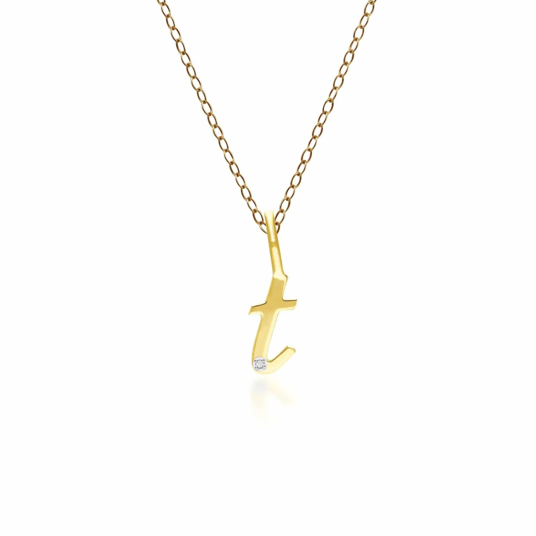Alphabet Letter T Diamond pendant in 9ct Yellow Gold sold by Gemondo Jewellery