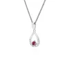 Classic Round Ruby & Diamond Pear Shaped Pendant in 9ct White Gold sold by Gemondo Jewellery