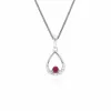 Classic Round Ruby & Diamond Pear Shaped Pendant in 9ct White Gold sold by Gemondo Jewellery