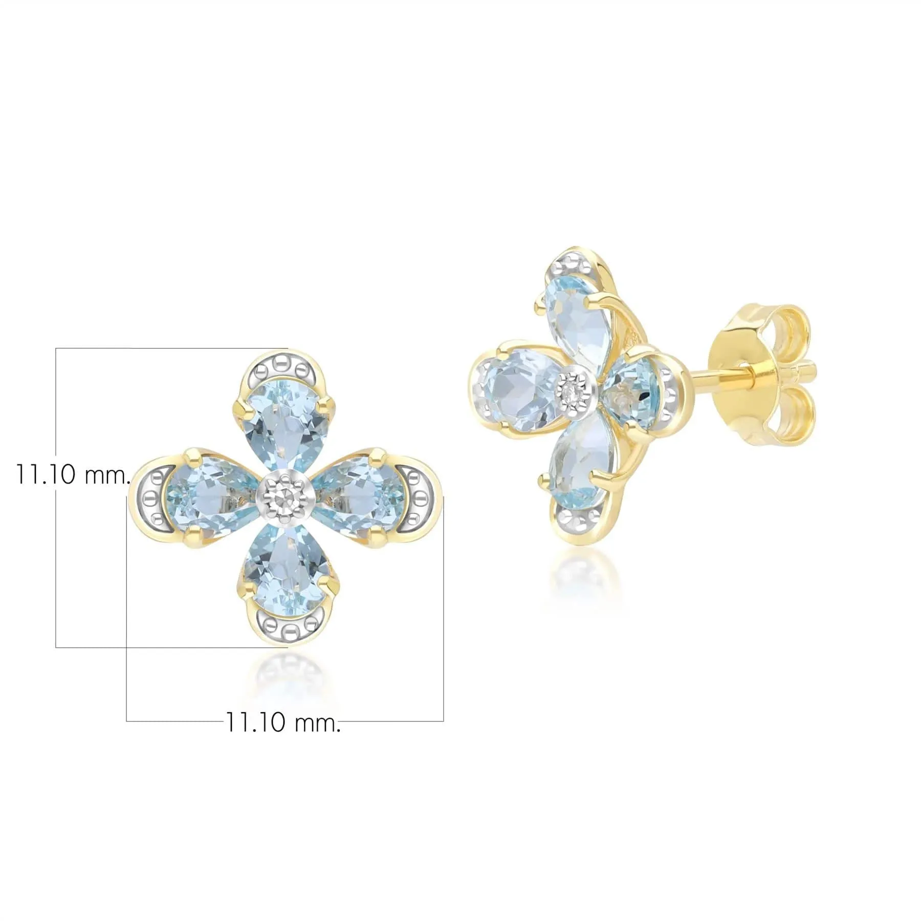 Floral Topaz & Diamond Stud Earrings in 9ct Yellow Gold sold by Gemondo Jewellery product image thumbnail 4