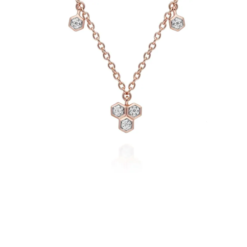 Diamond Geometric Trilogy Necklet in 9ct Rose Gold sold by Gemondo Jewellery