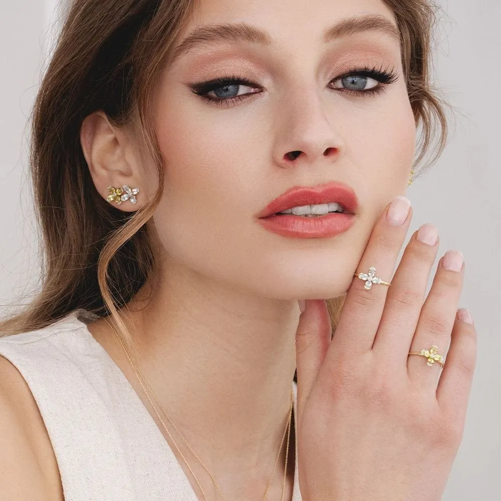 Floral Topaz & Diamond Stud Earrings in 9ct Yellow Gold sold by Gemondo Jewellery product image thumbnail 2