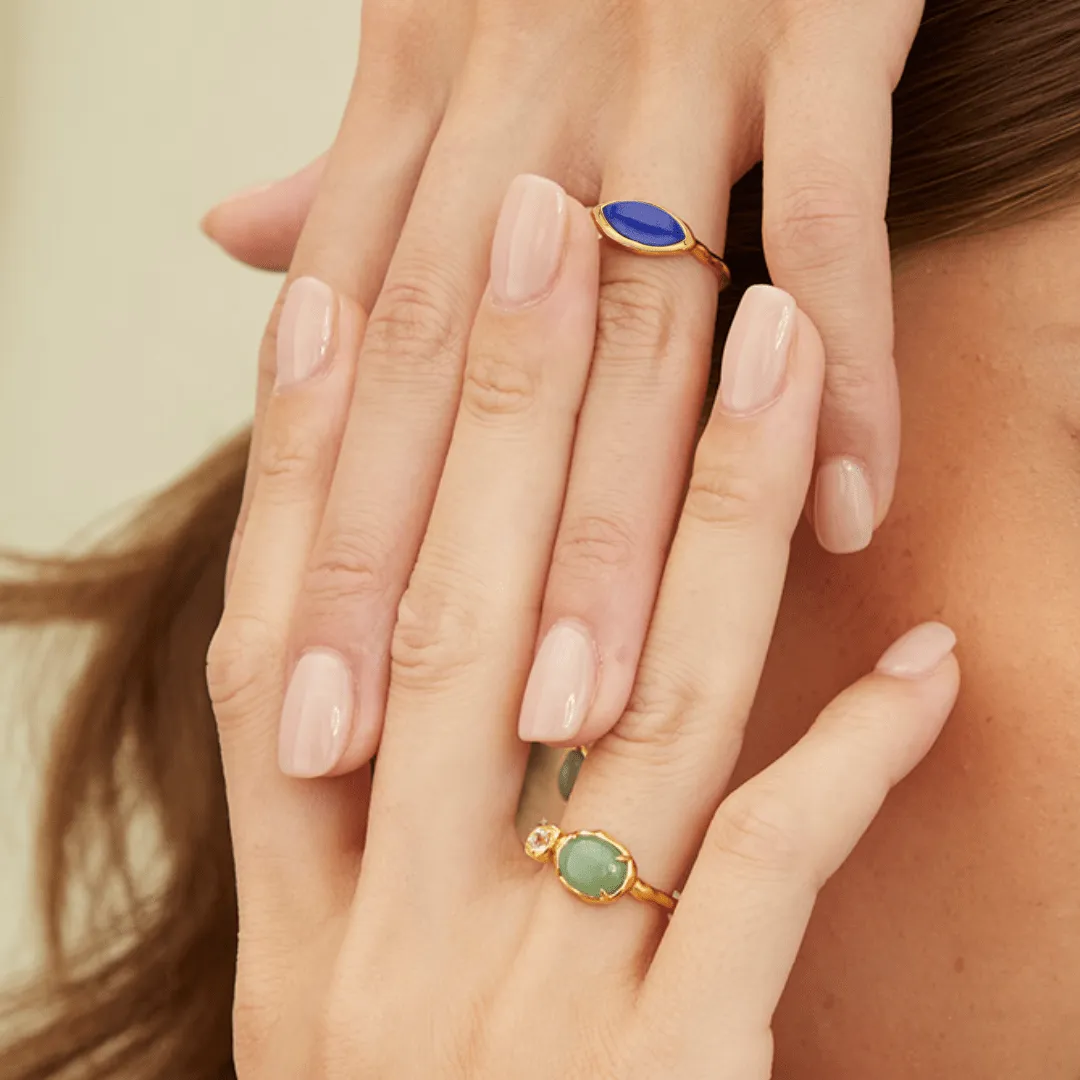 Irregular Marquise Lapis Lazuli Ring In 18ct Gold Plated SterlIng Silver sold by Gemondo Jewellery product image thumbnail 2