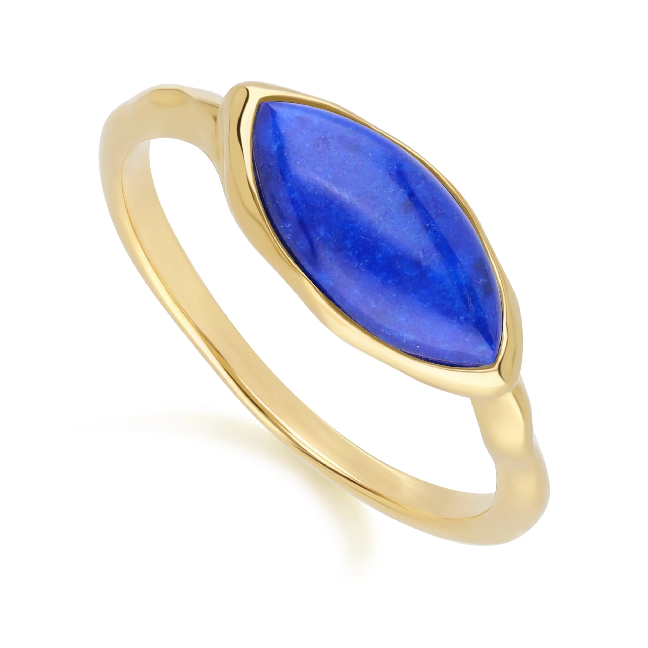 Irregular Marquise Lapis Lazuli Ring In 18ct Gold Plated SterlIng Silver sold by Gemondo Jewellery product image thumbnail 3