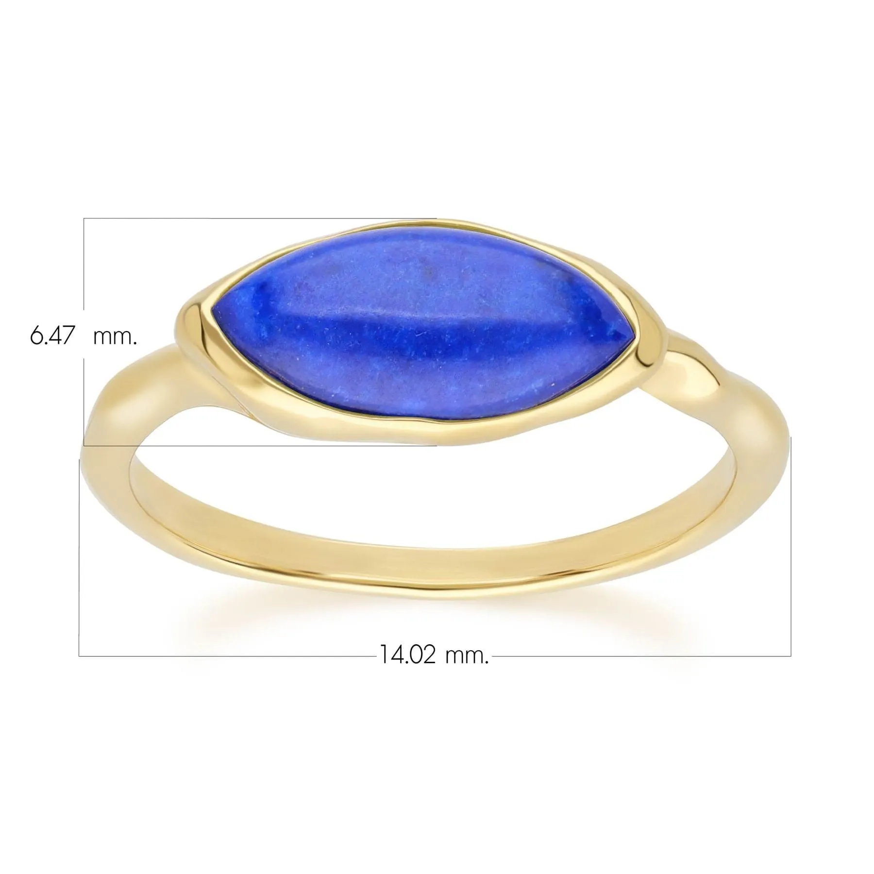 Irregular Marquise Lapis Lazuli Ring In 18ct Gold Plated SterlIng Silver sold by Gemondo Jewellery product image thumbnail 4