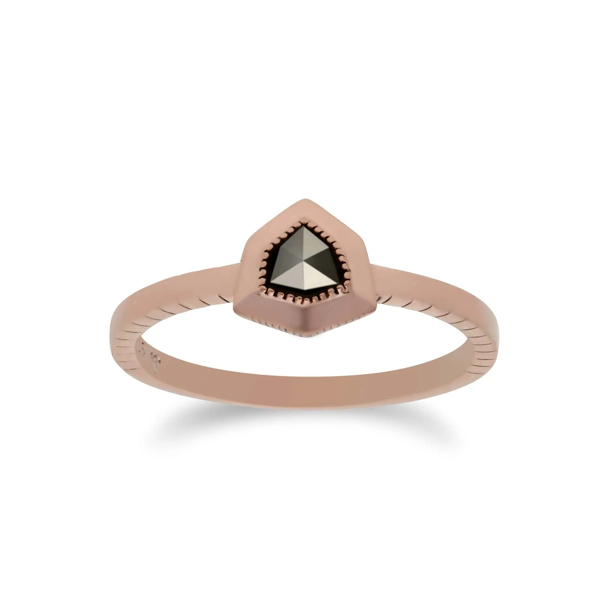 Rose Gold Plated Silver Marcasite Shield Design Ring & Necklace Set sold by Gemondo Jewellery product image thumbnail 3