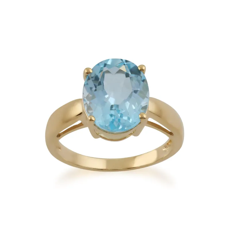9ct Yellow Gold 5.00ct Sky Blue Topaz Classic Single Stone Ring sold by Gemondo Jewellery