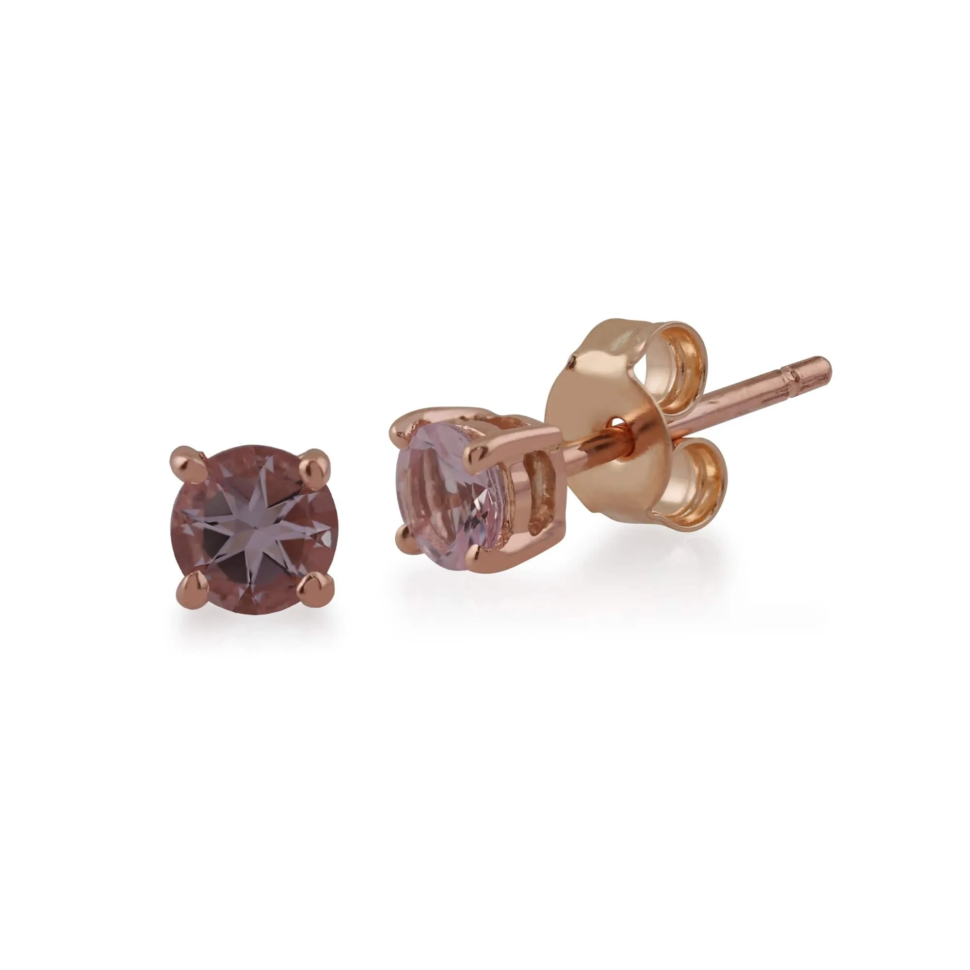Classic Round Morganite Stud Earrings with Detachable Diamond Round Earrings Jacket Set in 9ct Rose Gold sold by Gemondo Jewellery product image thumbnail 2