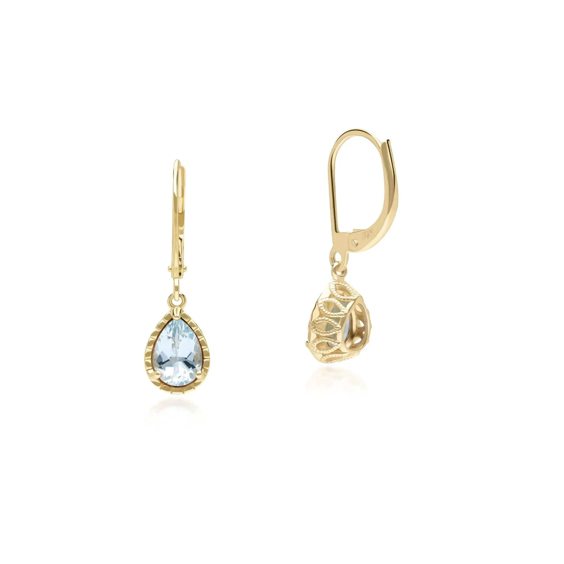Classic Pear Aquamarine Dangle Earrings in 9ct Yellow Gold sold by Gemondo Jewellery product image thumbnail 2