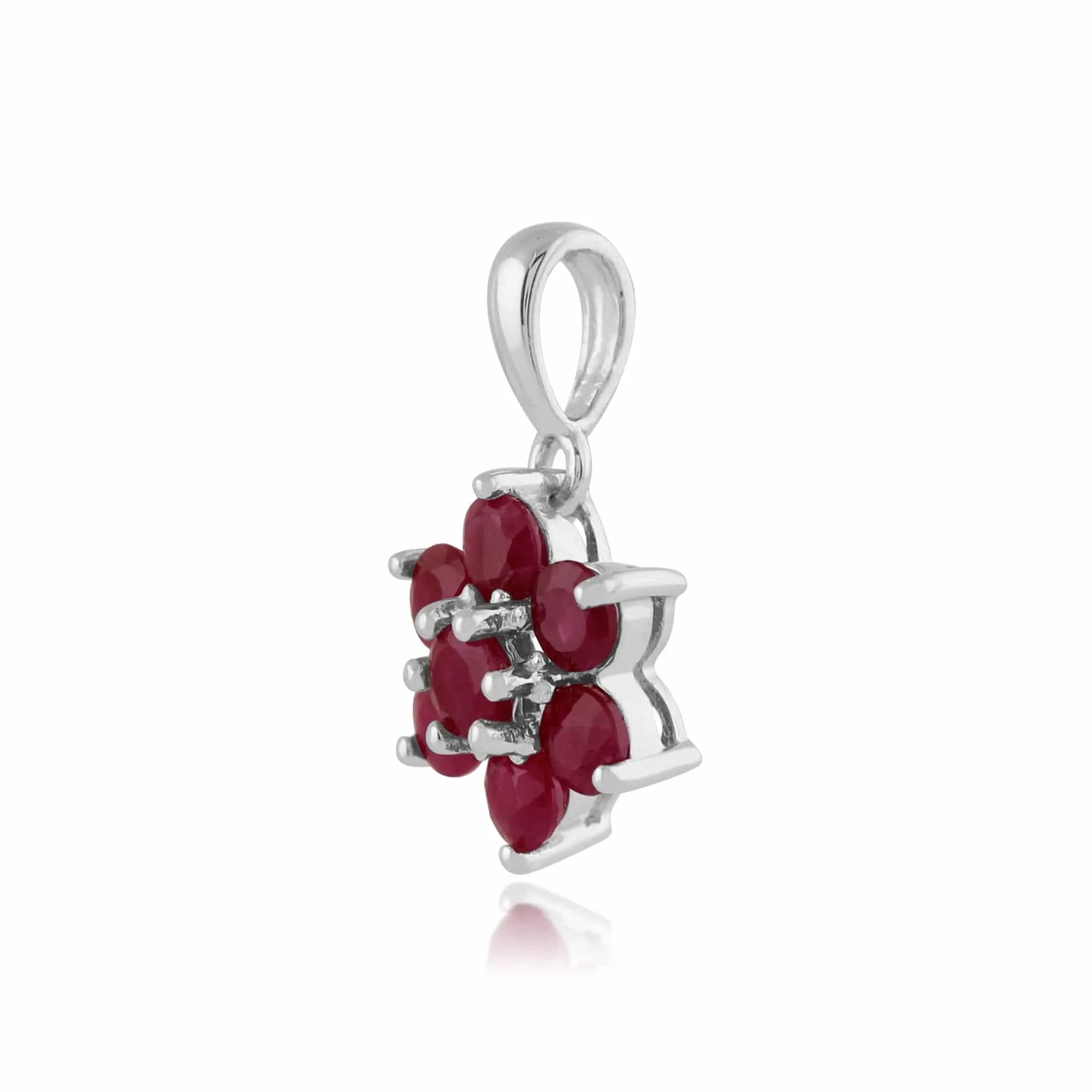 Floral Round Ruby Cluster Pendant in 925 Sterling Silver sold by Gemondo Jewellery product image thumbnail 2