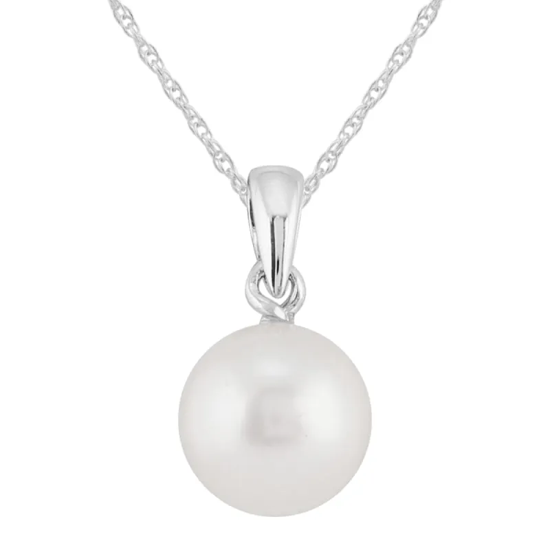 Classic Freshwater Pearl Pendant in 9ct White Gold sold by Gemondo Jewellery