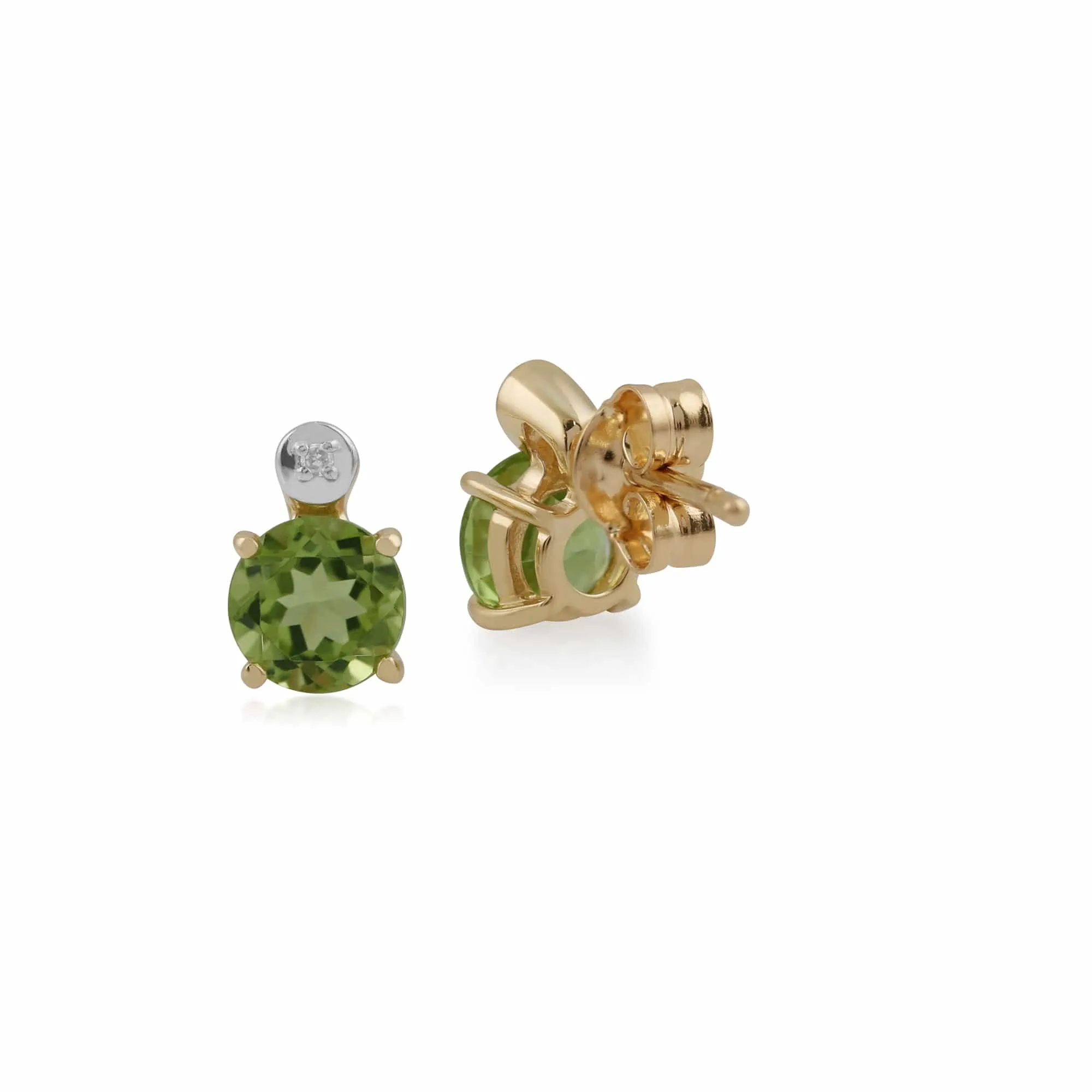 Classic Round Peridot & Diamond Stud Earrings in 9ct Yellow Gold sold by Gemondo Jewellery product image thumbnail 2