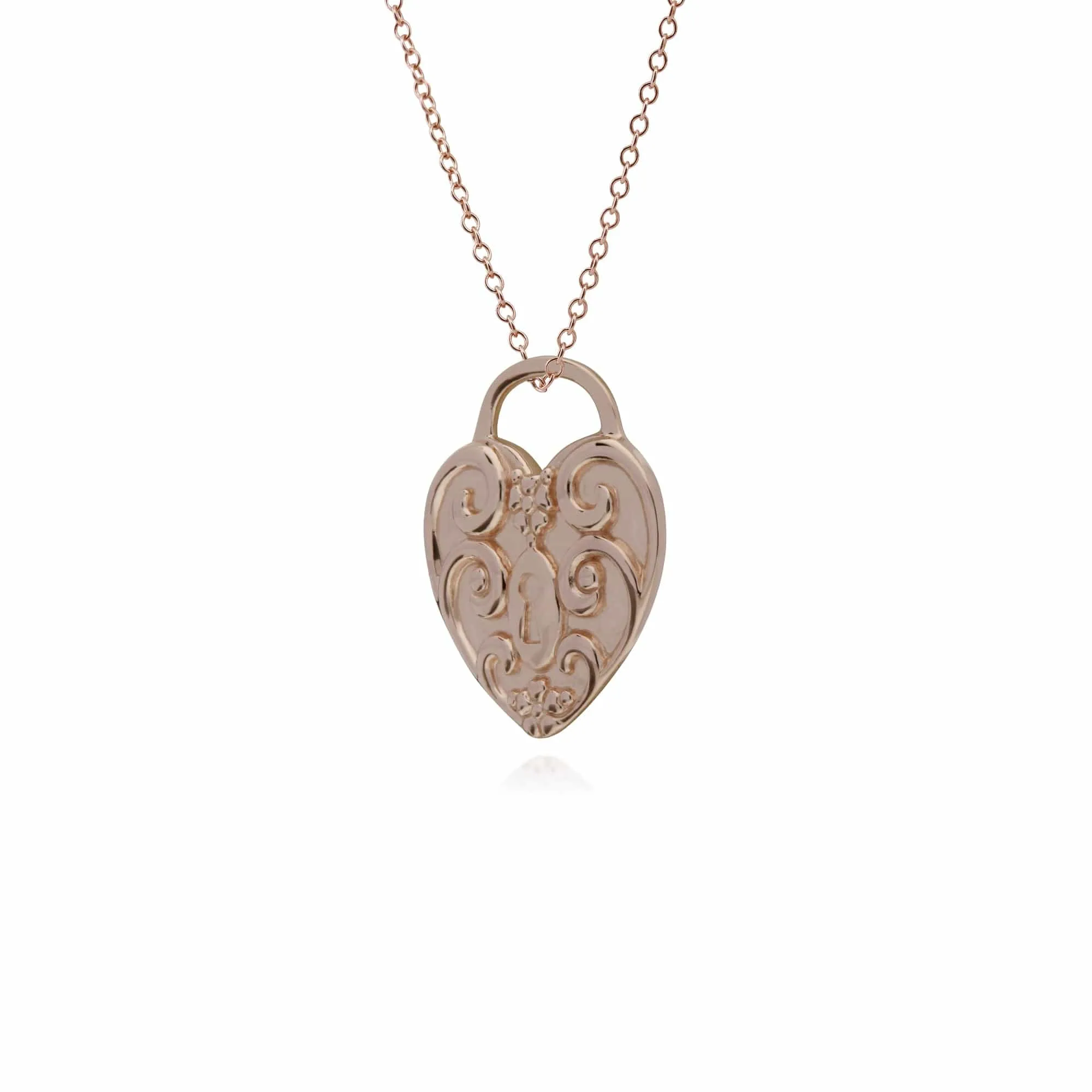 Classic Rose Gold Plated Swirled Heart Padlock Charm Pendant in 925 Sterling Silver sold by Gemondo Jewellery product image thumbnail 2
