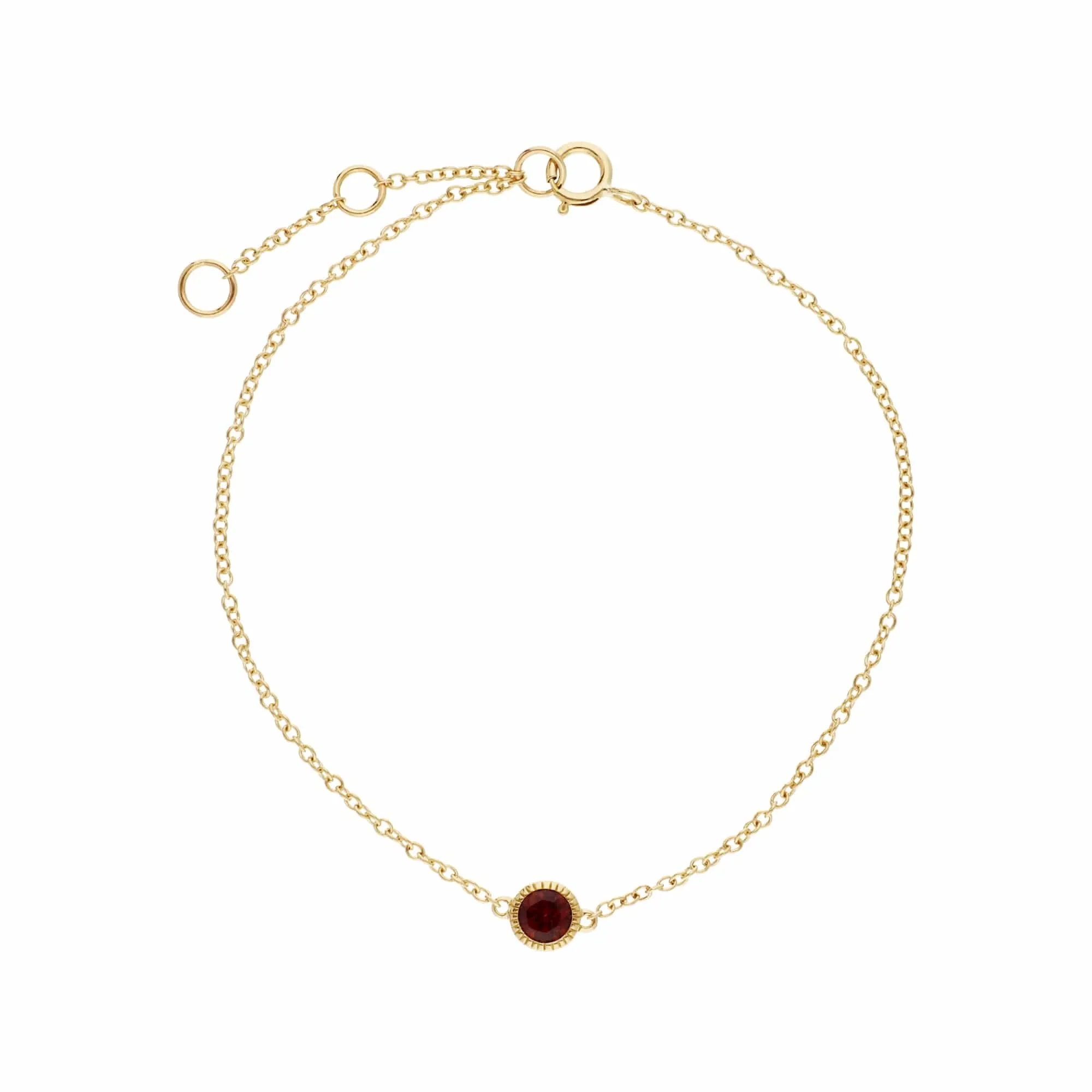 Gemondo 9ct Yellow Gold Garnet Single Stone Round Milgrain 19cm Bracelet sold by Gemondo Jewellery product image thumbnail 2