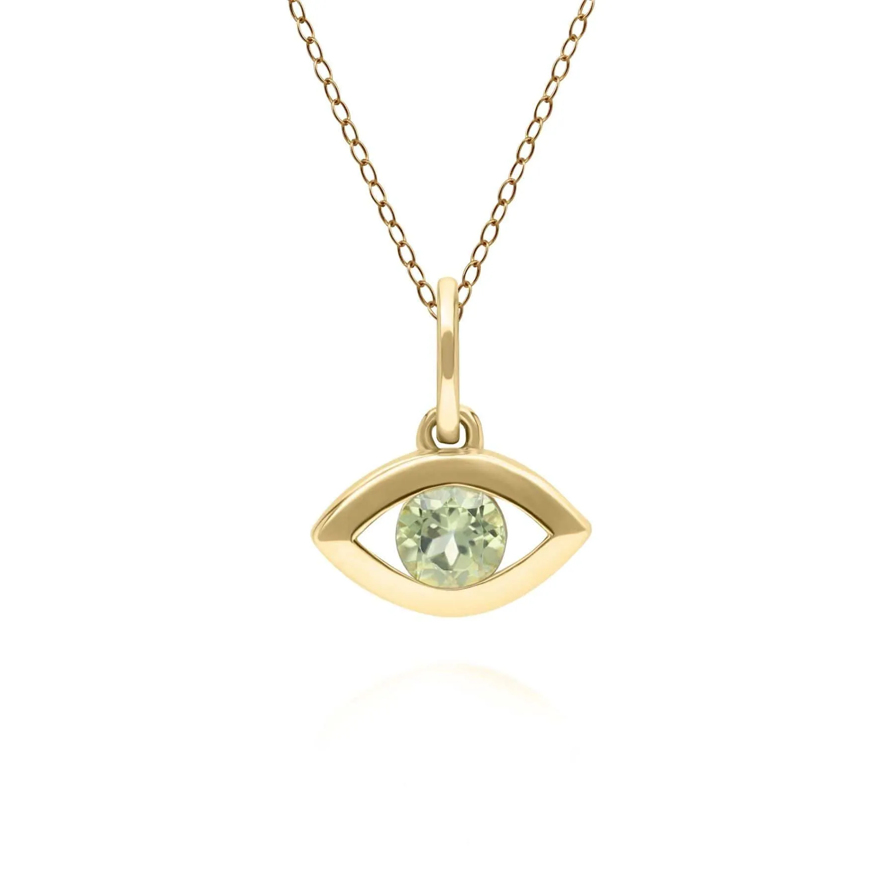 ECFEW™ Dainty Evil Eye Peridot Pendant in 9ct Yellow Gold sold by Gemondo Jewellery
