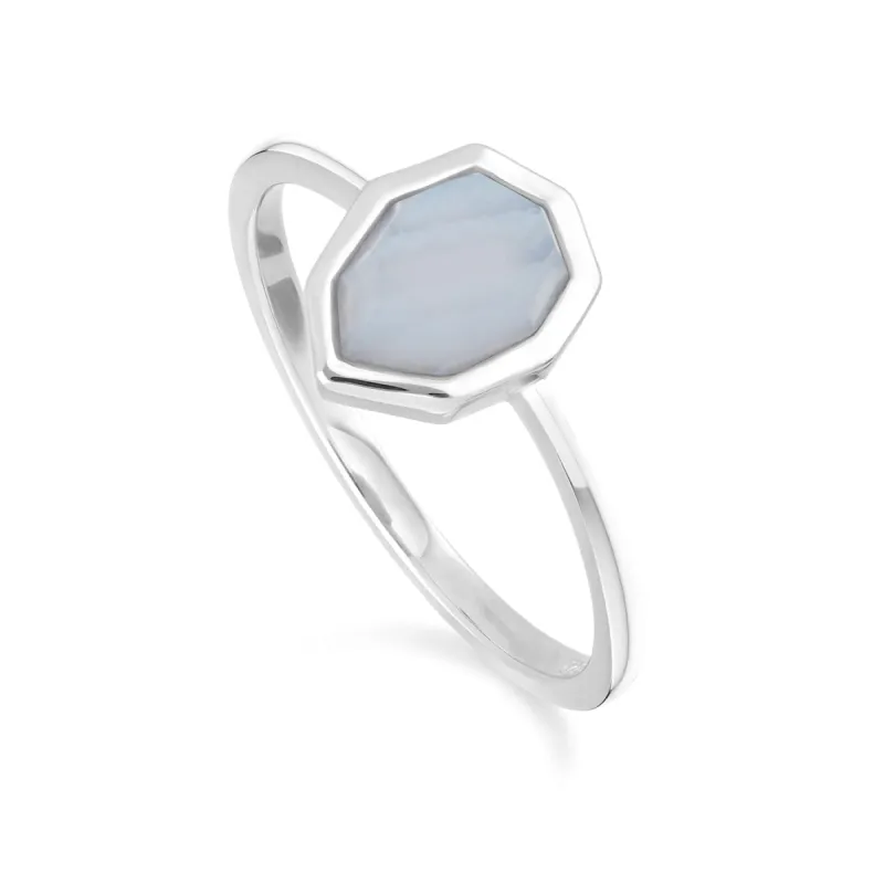 Irregular B Gem Blue Lace Agate Ring in Sterling Silver sold by Gemondo Jewellery