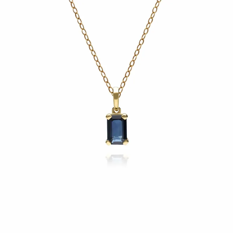 Classic Baguette Sapphire Pendant in 9ct Yellow Gold sold by Gemondo Jewellery