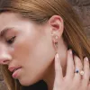 Caruso Lapis Lazuli & White Topaz Floral Open Ring In Yellow Gold Plated Silver sold by Gemondo Jewellery