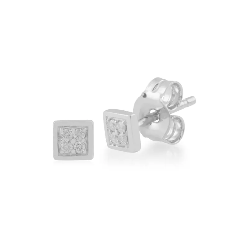 Gemondo 9ct White Gold 3pt Diamond Square Stud Earrings sold by Gemondo Jewellery