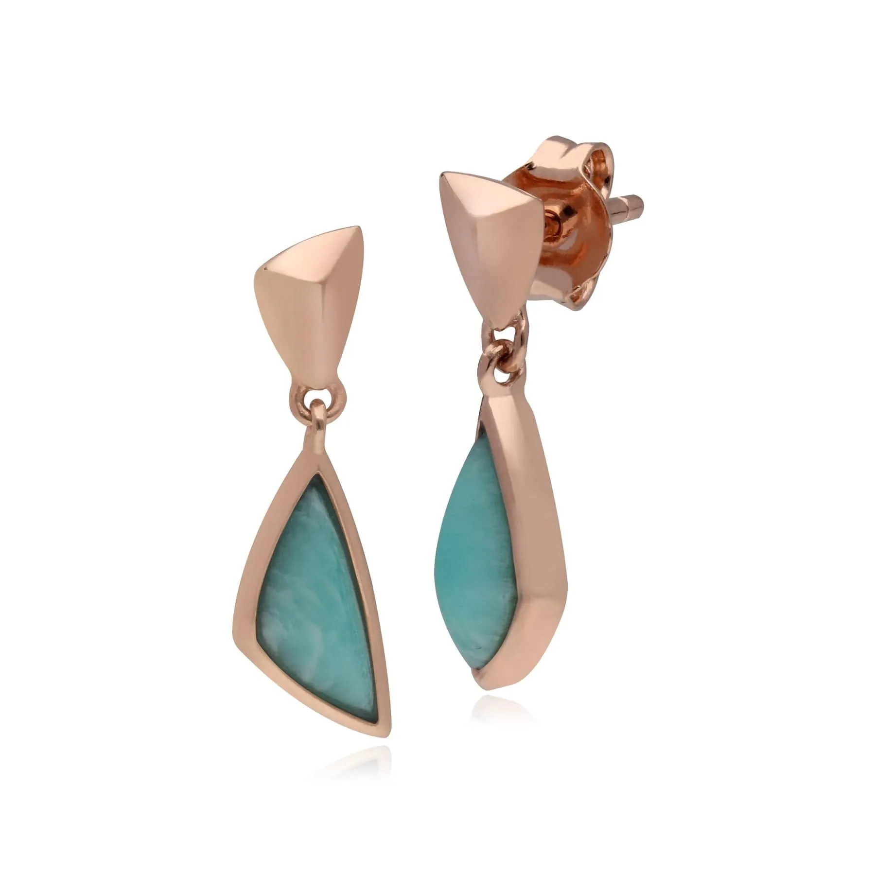 Micro Statement Amazonite Drop Earrings in Rose Gold PlatedSilver sold by Gemondo Jewellery