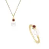 Modern Pearl & Ruby Ring & Pendant Set in 9ct Gold sold by Gemondo Jewellery