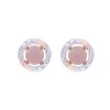 Classic Round Rose Quartz Stud Earrings with Detachable Diamond Round Earrings Jacket Set in 9ct Rose Gold sold by Gemondo Jewellery