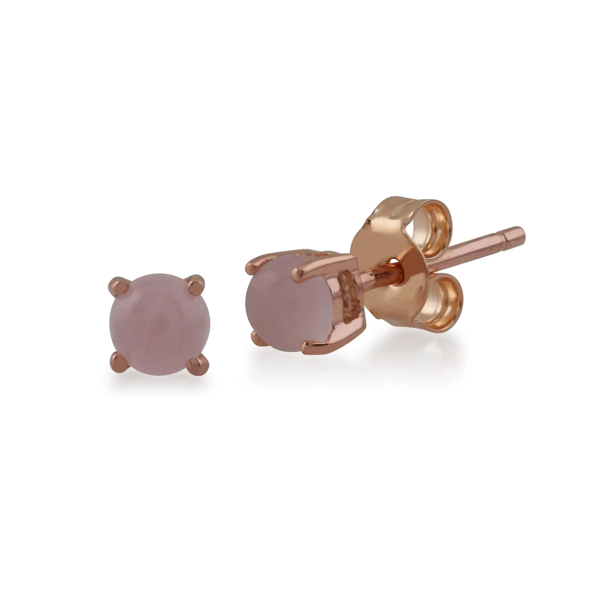 Classic Round Rose Quartz Stud Earrings with Detachable Diamond Round Earrings Jacket Set in 9ct Rose Gold sold by Gemondo Jewellery product image thumbnail 2