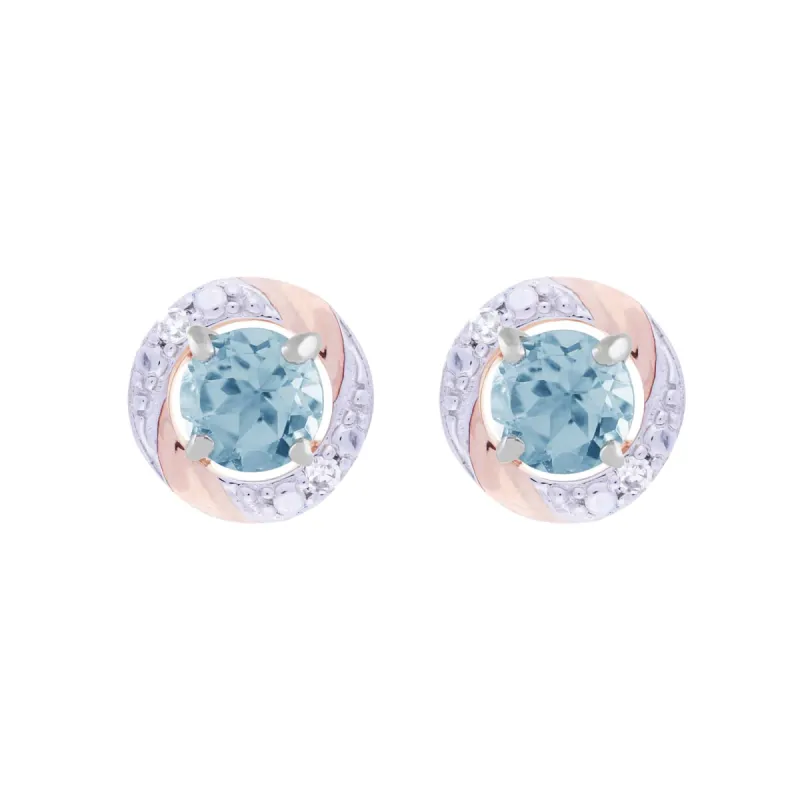 Classic Round Blue Topaz Stud Earrings with Detachable Diamond Round Earrings Jacket Set in 9ct White Gold sold by Gemondo Jewellery