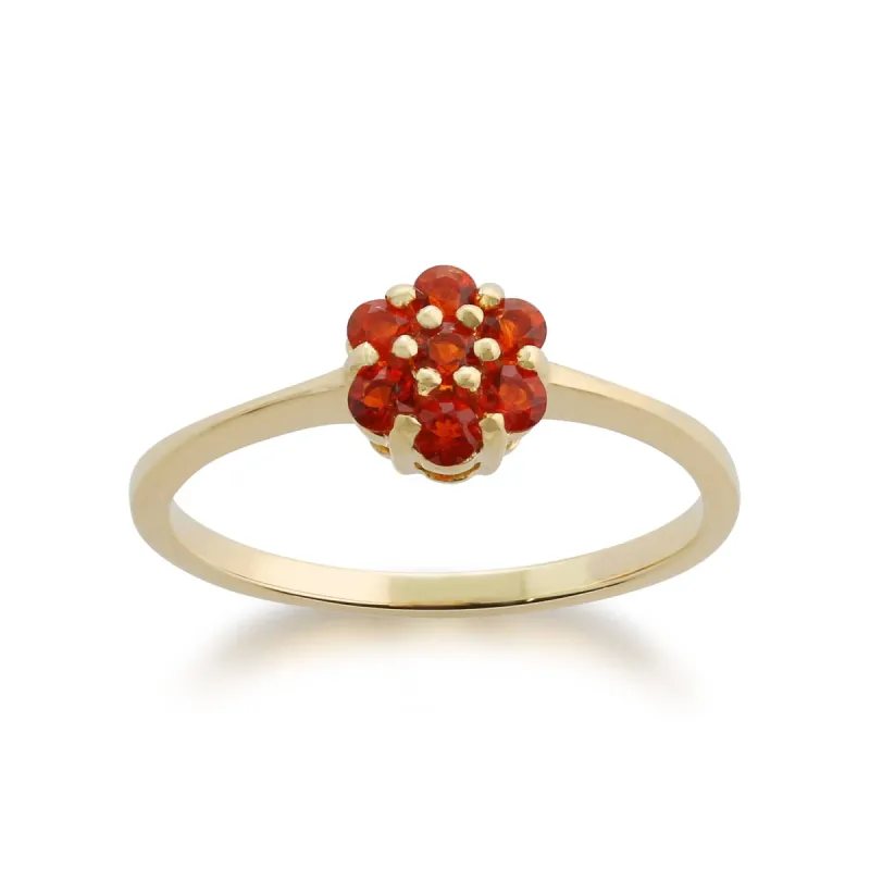 Gemondo 9ct Yellow Gold 0.18ct Fire Opal Floral Ring sold by Gemondo Jewellery