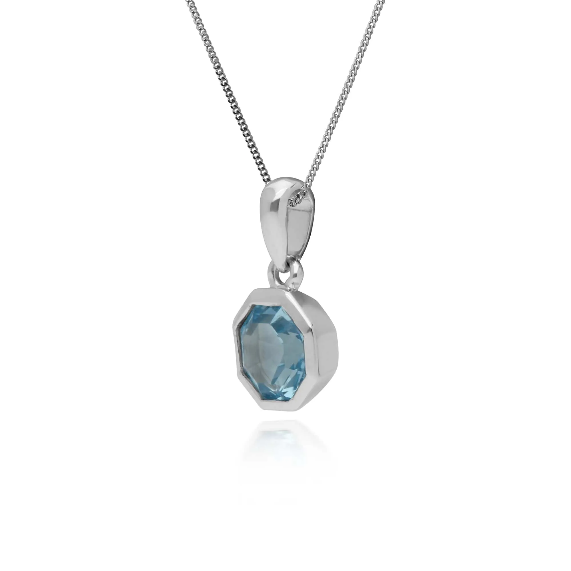 Geometric Octagon Blue Topaz Pendant in 925 Sterling Silver sold by Gemondo Jewellery product image thumbnail 2