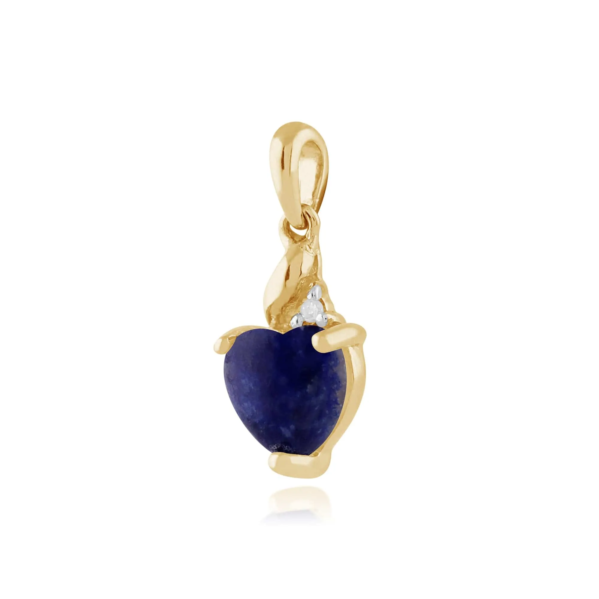 Classic Heart Lapis Lazuli & Diamond Pendant in 9ct Yellow Gold sold by Gemondo Jewellery product image thumbnail 2