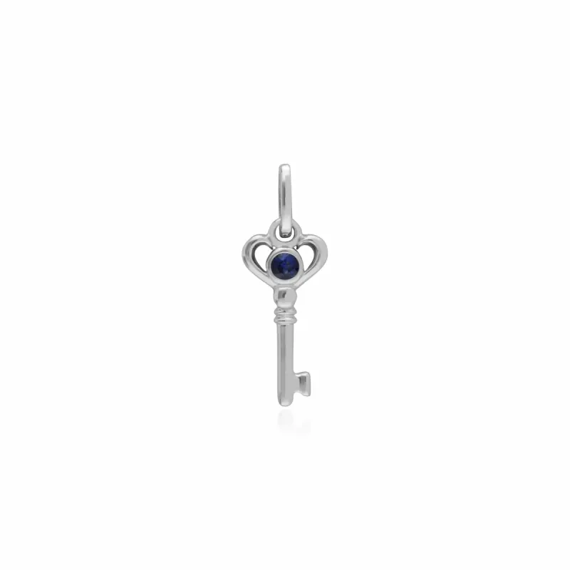 Gemondo Sterling Silver Sapphire Small Key Charm sold by Gemondo Jewellery