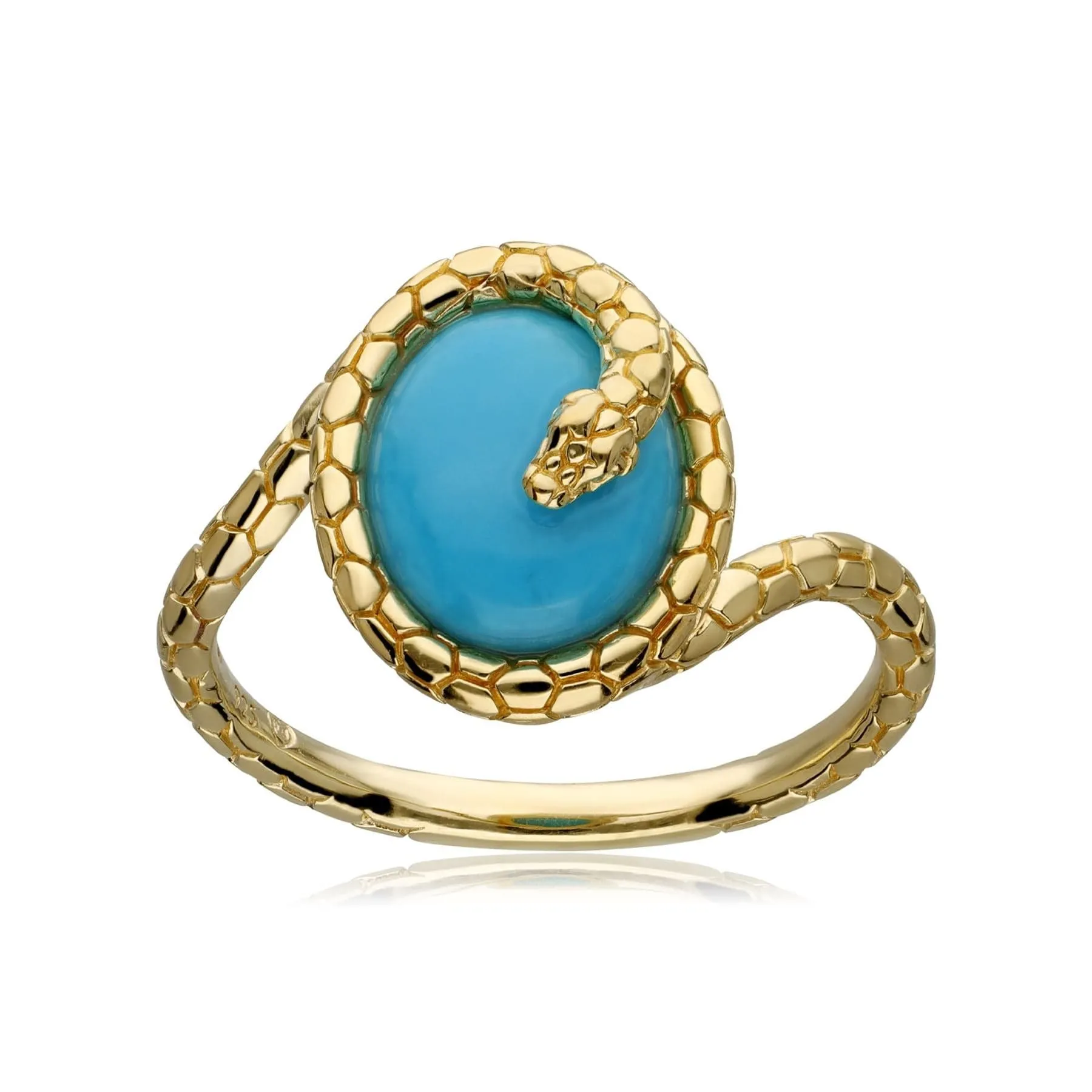 ECFEW™ Turquoise Winding Snake Ring In Yellow Gold Plated Silver sold by Gemondo Jewellery product image thumbnail 4