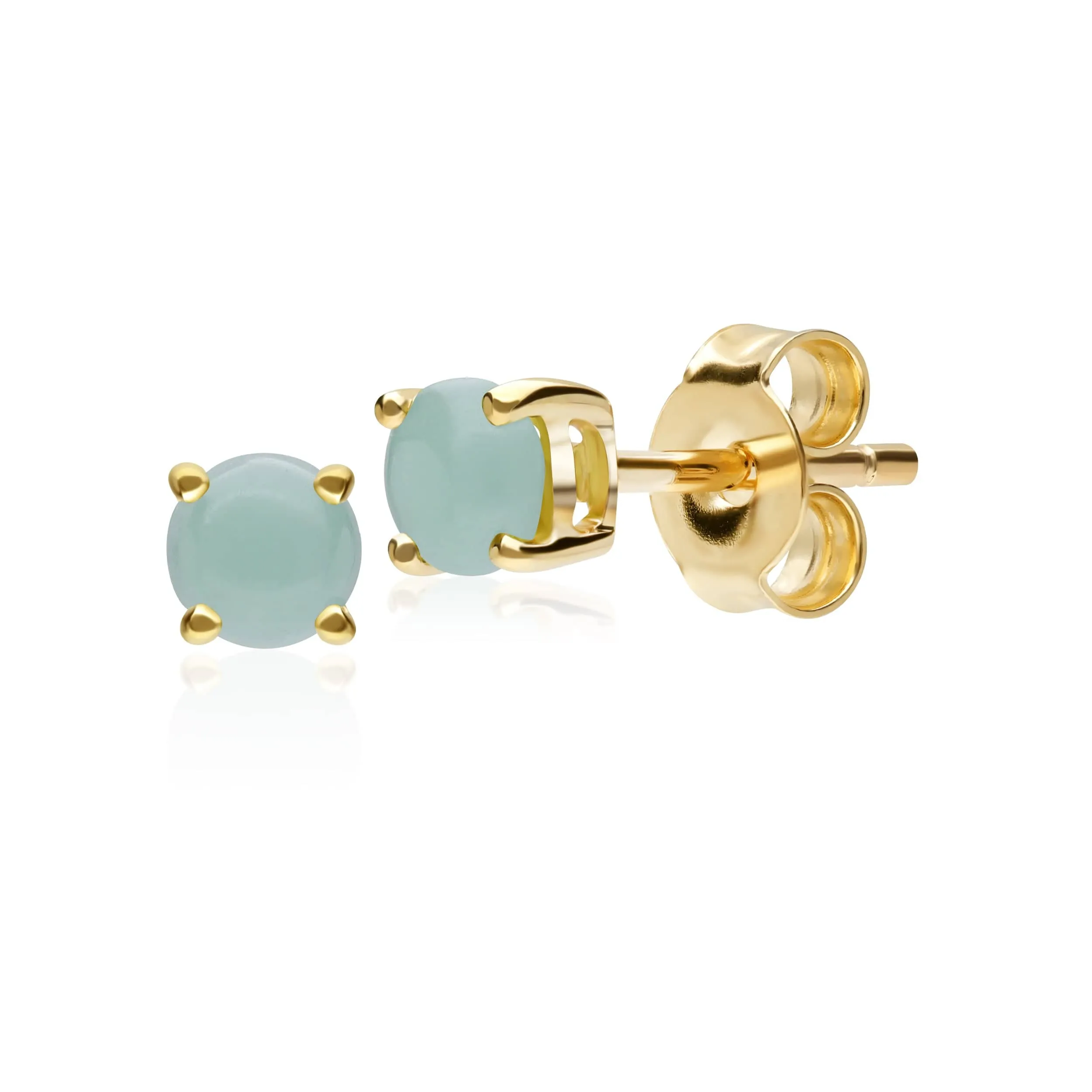 Classic Round Jade Cabochon Stud Earrings in 9ct Yellow Gold 3.5mm sold by Gemondo Jewellery