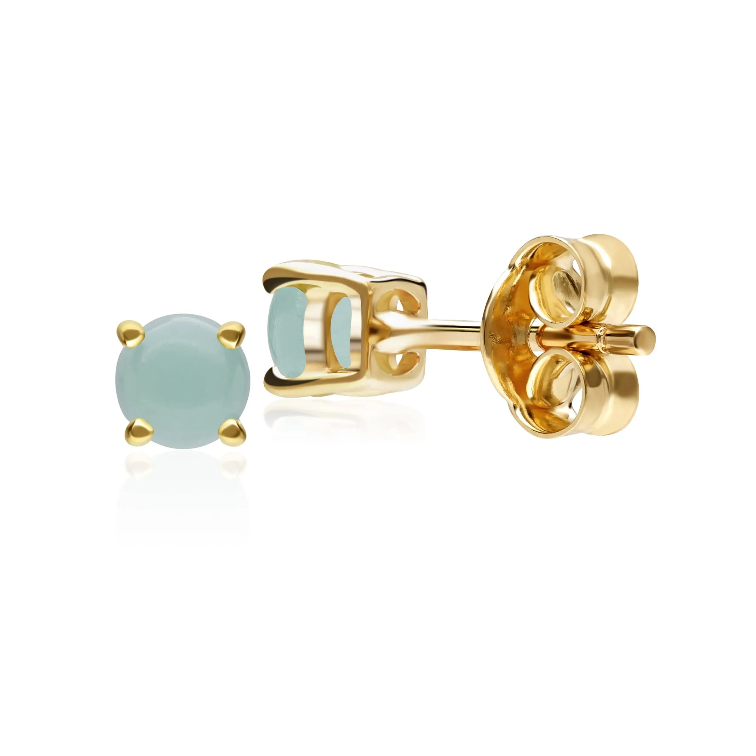 Classic Round Jade Cabochon Stud Earrings in 9ct Yellow Gold 3.5mm sold by Gemondo Jewellery product image thumbnail 3