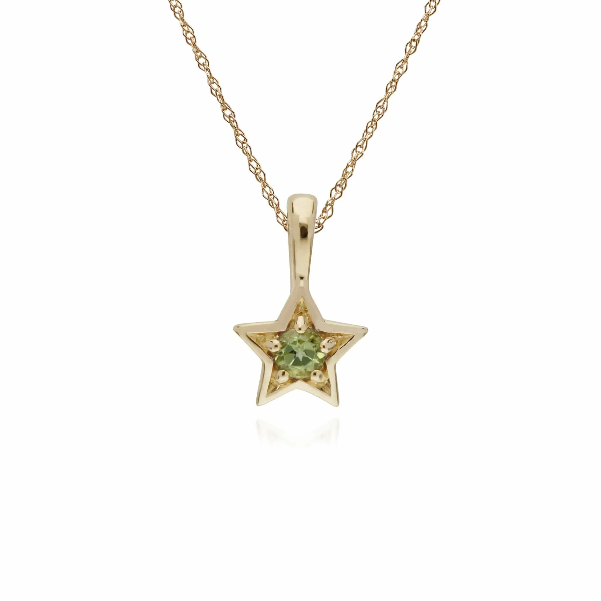 Classic Single Stone Round Peridot Star Pendant in 9ct Yellow Gold sold by Gemondo Jewellery