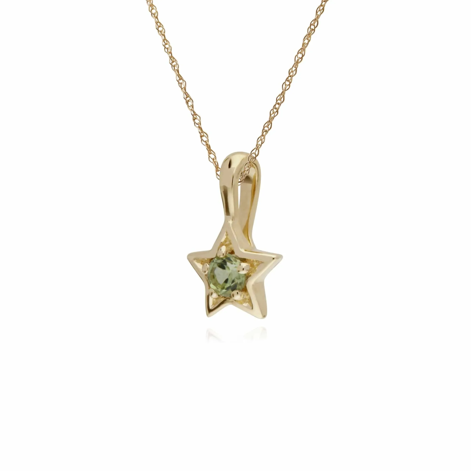 Classic Single Stone Round Peridot Star Pendant in 9ct Yellow Gold sold by Gemondo Jewellery product image thumbnail 2