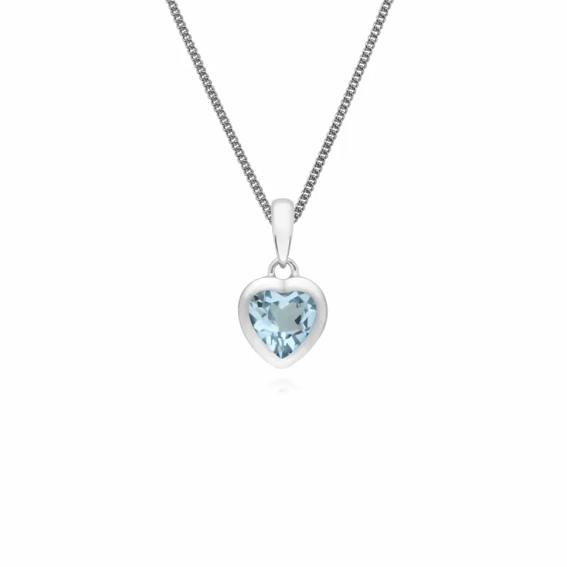 Essential Heart Shaped Blue Topaz Pendant in 925 Sterling Silver sold by Gemondo Jewellery