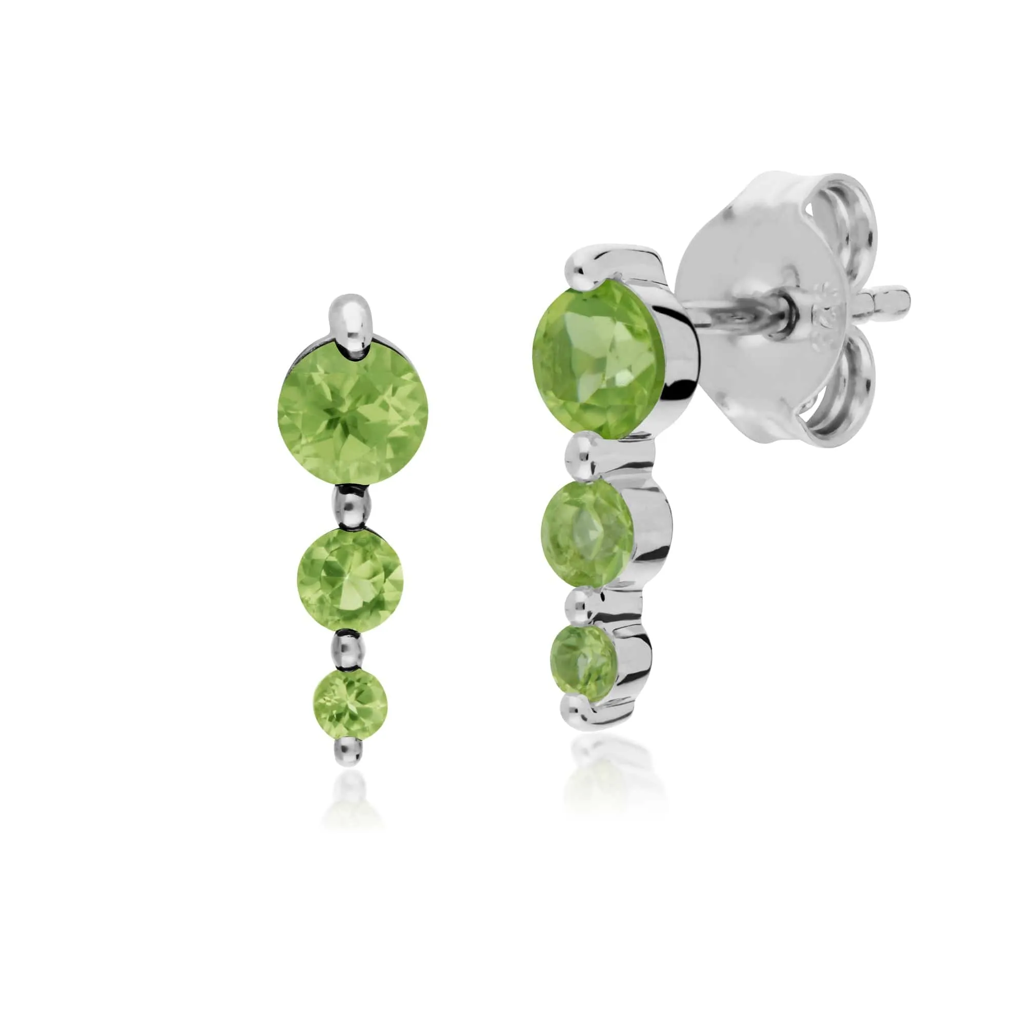 Gemondo Sterling Silver Three Stone Peridot Round Gradient Earring sold by Gemondo Jewellery
